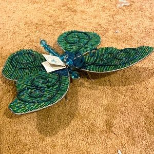 Grass Roots creations handmade beaded butterfly ornament figure statue